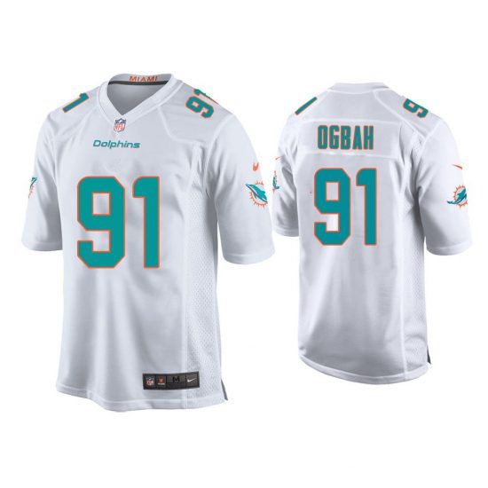 Men Miami Dolphins #91 Emmanuel Ogbah Nike White Game NFL Jersey